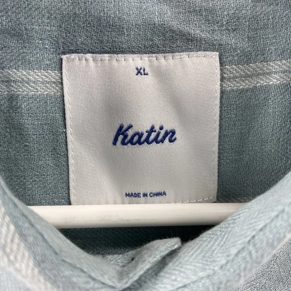 Katin Shirt men's XL Button Up Striped Short Sleeve Casual Chest Pocket Beach - Picture 5 of 11